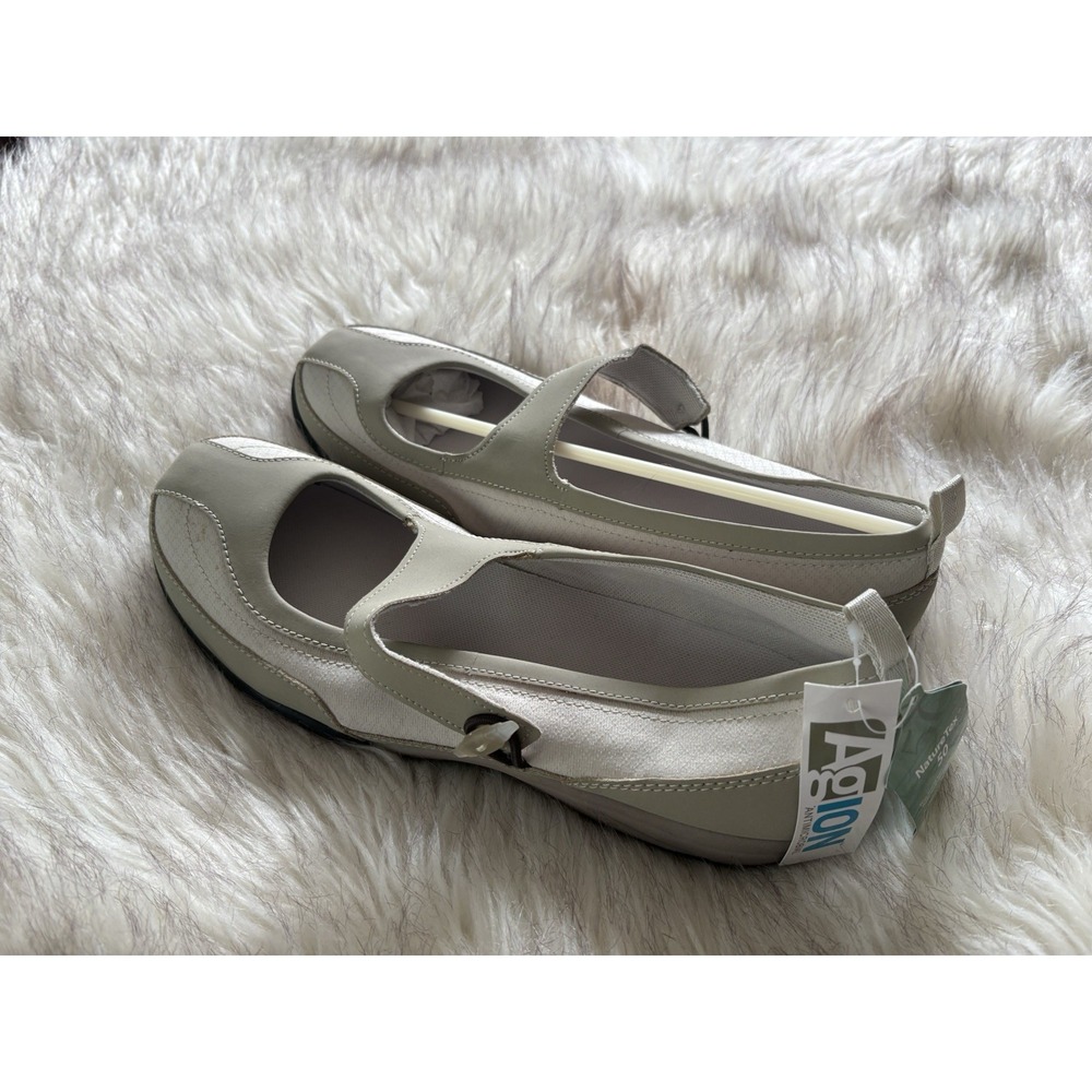 Lands End Mary Jane Women's Sz 11B Gray Tex 50 Round Toe Toggle Strap Comfort